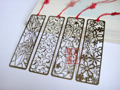  古风联盟 金属花草书签