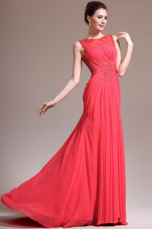 Draped Tank Top Floor Length A Line Chiffon Red Evening Dress in Colors: Red, Black, and Blue Dresses at Promdressbycolor.com