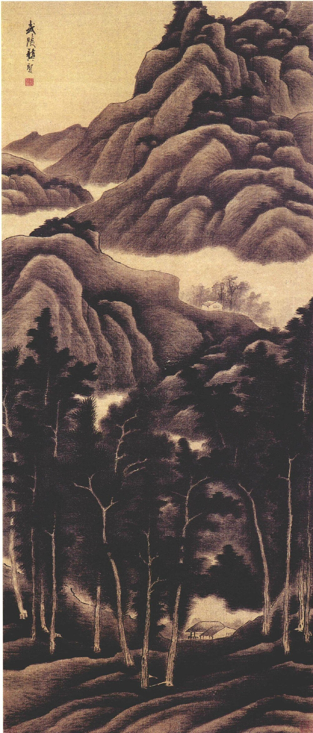 龚贤（1618—1689年）1——又名岂贤,字半千等，号半亩等，江苏昆山人；早年曾参加复社活动，明末战乱漂泊流离，入清隐居不出；他与同时活跃于金陵地区的画家樊圻、高岑、邹喆、吴宏、叶欣、胡慥、谢荪等并称“金陵八家”，其艺术造诣居金陵八家之首，现代著名画家黄宾虹、李可染都从其画法中得到启迪。