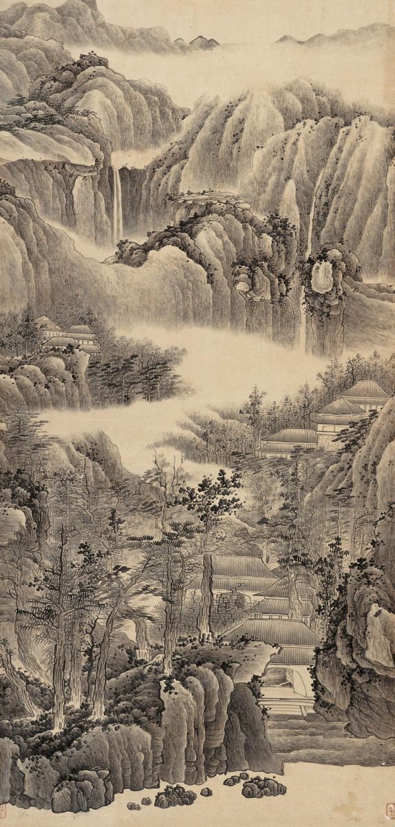 龚贤（1618—1689年）1——又名岂贤,字半千等，号半亩等，江苏昆山人；早年曾参加复社活动，明末战乱漂泊流离，入清隐居不出；他与同时活跃于金陵地区的画家樊圻、高岑、邹喆、吴宏、叶欣、胡慥、谢荪等并称“金陵八家”，其艺术造诣居金陵八家之首，现代著名画家黄宾虹、李可染都从其画法中得到启迪。