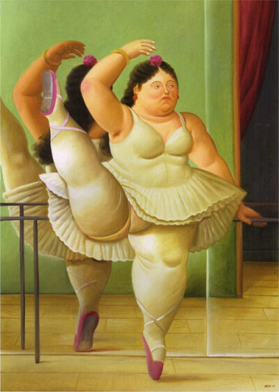 哥伦比亚艺术家Fernando Botero（费尔南多·波特罗）一贯以肥胖造型的绘画和雕塑著称，他的作品每个对象的体型都胀鼓鼓的。Fernando解释说他画的不是胖子，而是想表达一种体积带来的美感和塑性。