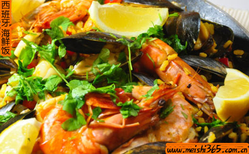 西班牙海鲜饭Seafood Paella的做法http://www.meishi365.com.cn/zuofan/1168-1.html