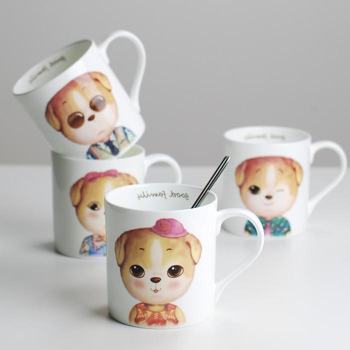 趣。骨瓷卡通小狗马克杯 可爱陶瓷杯子 创意咖啡杯茶杯 礼盒装