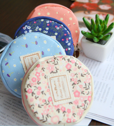 清新小田园碎花零钱包 可爱帆布钥匙包 ZAKKA复古收纳小钱包