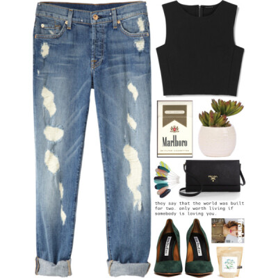 A fashion look from May 2015 featuring long tank tops, blue jeans and pointed toe pumps. Browse and shop related looks.