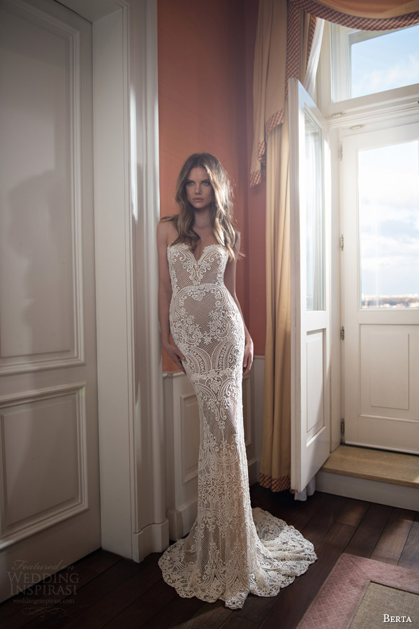 berta bridal fall 2015 illusion neckline lace sweetheart wedding dress婚纱 礼服 裙子 时尚 摄影