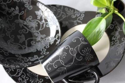 出口陶瓷西餐餐具 欧洲名品 孟菲斯 餐盘 汤碗 马克杯 4件套