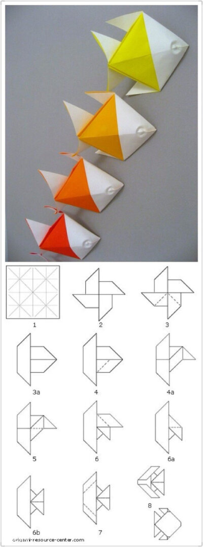 小鱼儿手工折纸 金鱼折纸手工diy图片教程