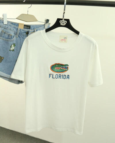 韩国夏t女2015韩版刺绣鳄鱼头英文字母宽松短袖t恤