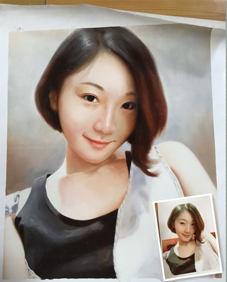 清纯女神肖像油画，网上找人画油画