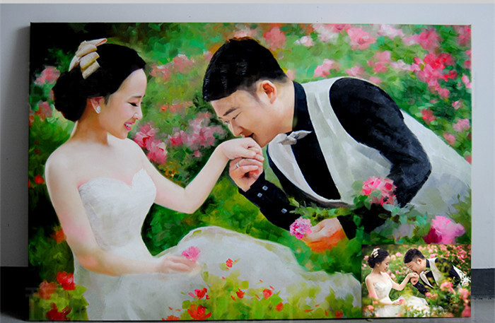 婚纱油画100%实拍，新婚礼物