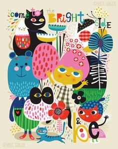 Come to the Bright Side... - limited edition giclee print of an original illustration (8 x 10 in) via Etsy