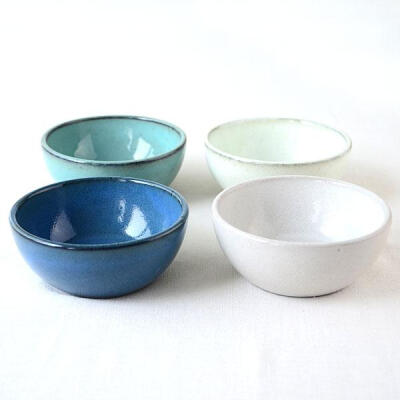 粗陶日式和风4.8英寸浅碗料理餐具 厚胎复古做旧小碗 4色