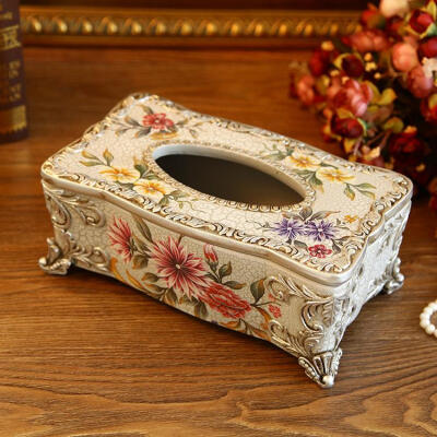 纸巾盒欧式 创意 奢华 宫廷裂纹纸巾盒 家居饰品 新房装饰摆件