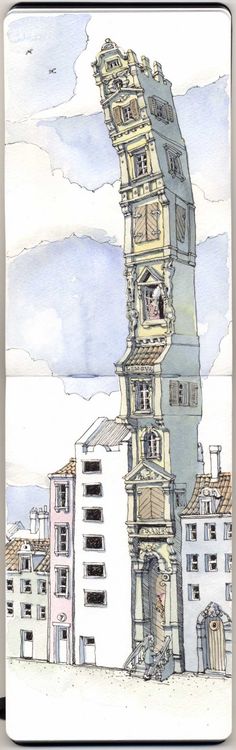 urban sketch by Mattias Adolfsson #sketchbook #building #architecture