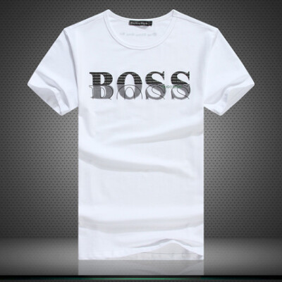 2015夏装 男士韩版纯棉短袖t恤 大码男装修身圆领BOSS