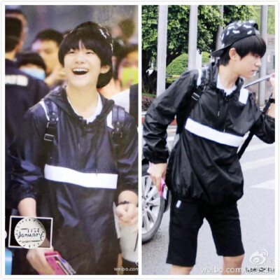 TFBOYS韩国机场同款衣服易烊千玺同款反光冲锋 衣白杠连帽防晒衣