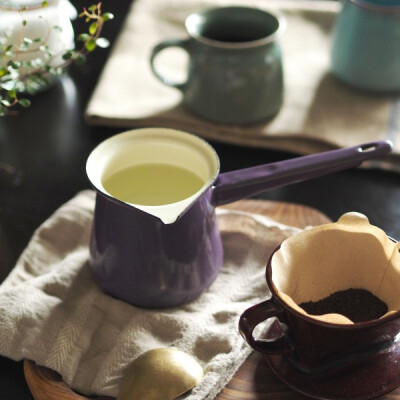 日本代购 复古搪瓷coffee pot 奶锅