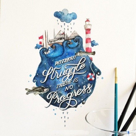 漂亮的字体设计和水彩画。| by June Digan