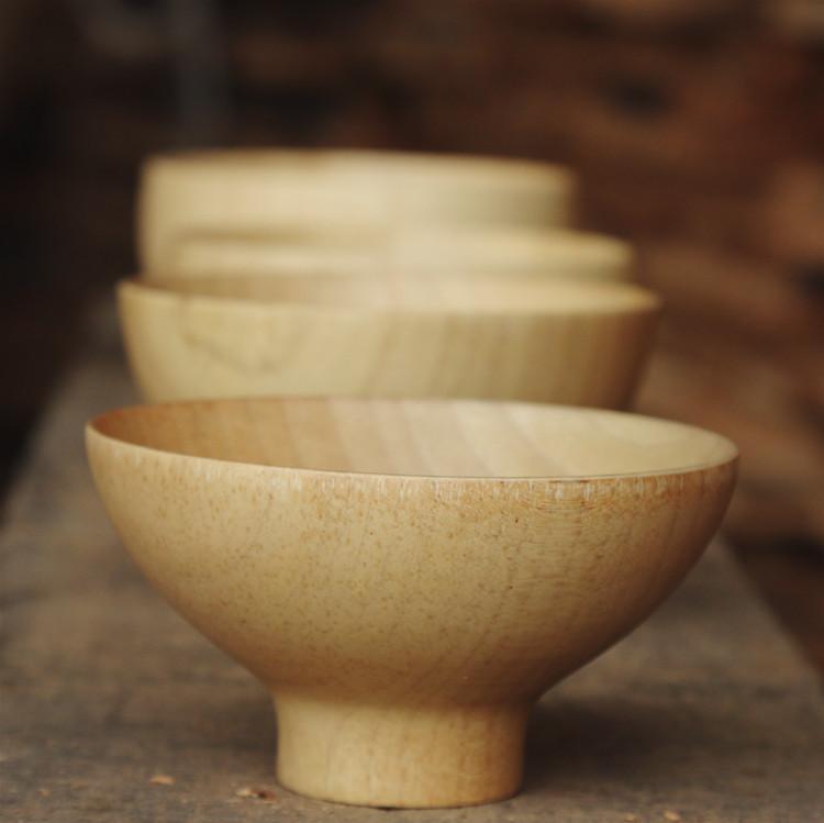天然环保无漆木碗 日式创意磨砂和风实木碗 健康儿童餐具