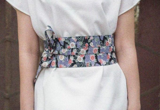 小葱良裁和服和风日系原宿浴衣腰封腰带绑带荷塘花