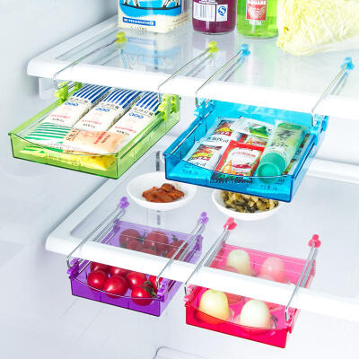创意抽动式置物盒收纳盒冰箱保鲜隔板层多用收纳架厨房整理置物架