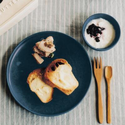 现货日本 Zakka 怀旧复古系列 日式陶瓷餐盘料理盘 午夜蓝拿铁