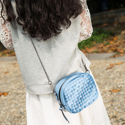 特 2WAY彩色编织度假风PU材质链条包单肩小包斜跨包 A142