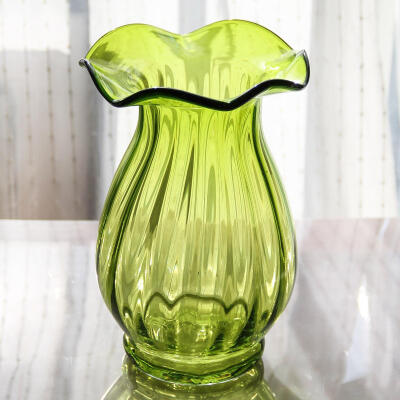 光影居 欧式古典 马蹄莲口浮雕玻璃花瓶 花器 水培花瓶 婚庆用品