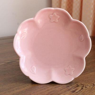 陶瓷花瓣碟子粉色 创意小盘子樱花碟 杯碟杯垫 果盘碟小菜碟贡品