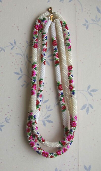 // seed bead necklace.