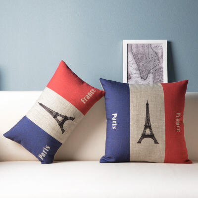 法国巴黎 北欧文艺宜家英伦美式 办公室沙发棉麻抱枕套靠枕靠垫