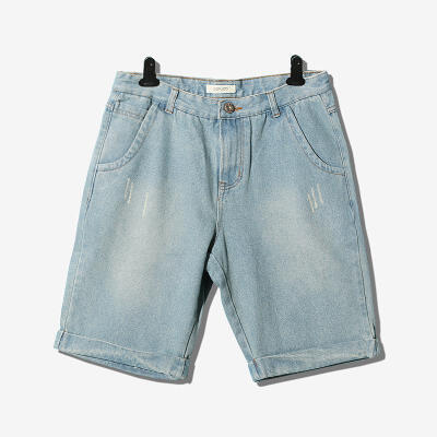 COKEIN 2015夏装小清新水洗做旧男士牛仔短裤休闲百搭男裤子