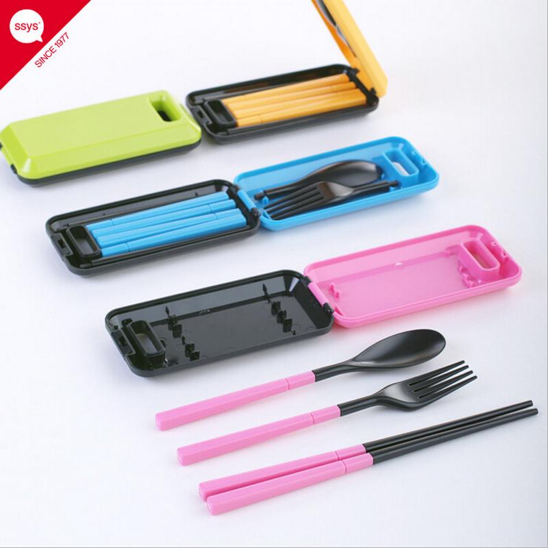 ABS塑料餐具三件套 便携旅行环保套装 叠组合筷子叉勺 活动礼品