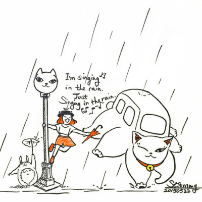 I'm singing in the rain. Just singing in the rain. （图By SammyMeow）雨中曲