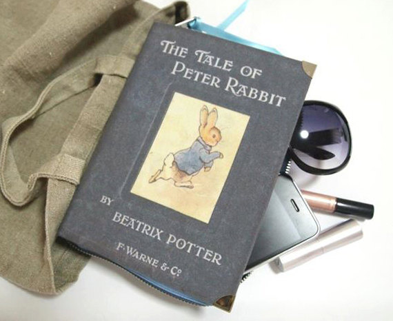 Vintage Peter the Rabbit Beatrix Potter Book cover Clutch