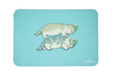 妙吉MEWJI独家原创 可爱猫地毯 门垫脚垫 浅蓝底小奶猫款