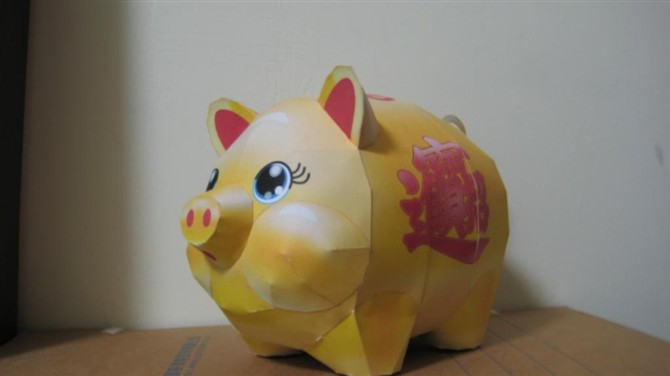 纸模型-小猪存钱罐