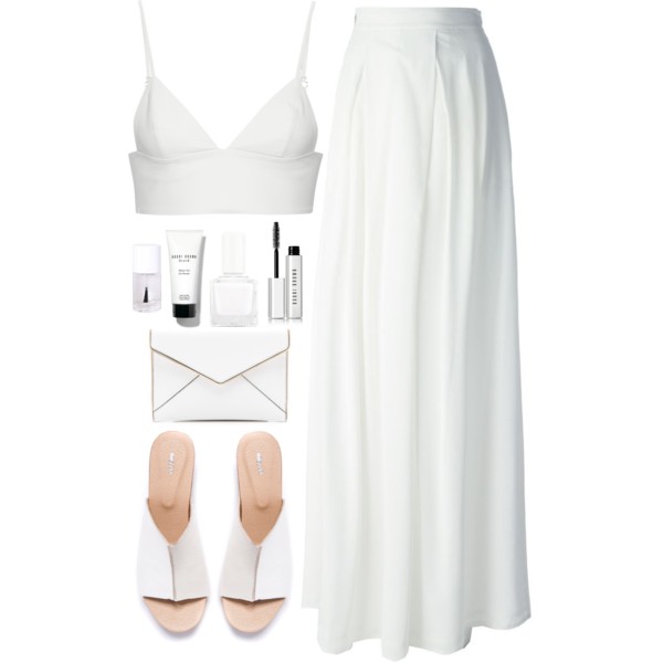 #clogs #whiteonwhite #allwhite #maxiskirt #bustier #croptop #summer #Spring #springtrend #Spring2015 #SpringStyle