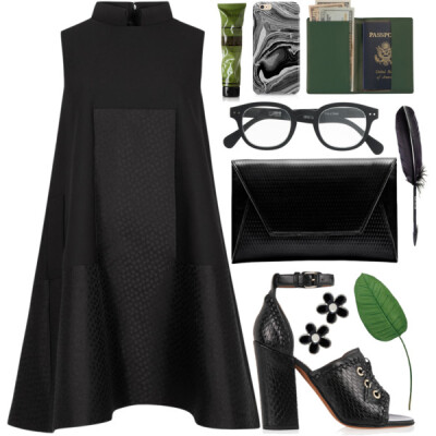 A fashion look from May 2015 featuring black cocktail dresses, leather sandals and leather purse. Browse and shop related looks.