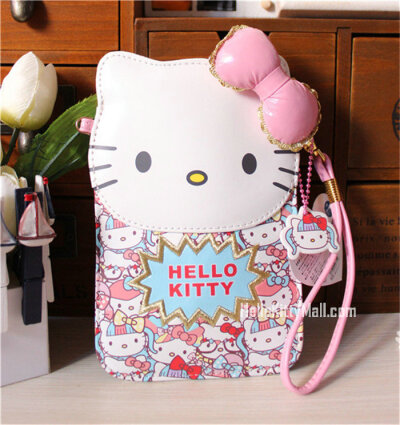 可爱hellokitty百变滨崎步iphone6plus大屏手机包挂脖手拎手机袋