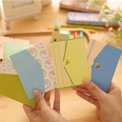 韩国时尚创意文具小清新 田园风格 mini创意小信封 留言卡片6枚装