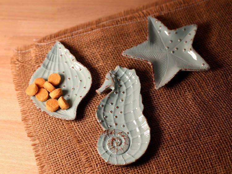 zakka 地中海 海洋系列 出口 零食碟 水果沙拉 陶瓷碟 3件套