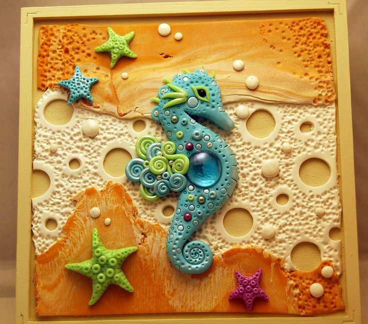 polymer clay boxes | Ooak Polymer Clay Sea Horse Trinket Box |