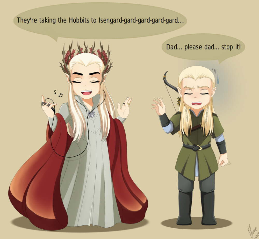 Legolas and Thranduil-Hobbits to isengard by xXUnicornXx 精灵的歌声 （让我安静笑会儿哈哈哈哈哈哈