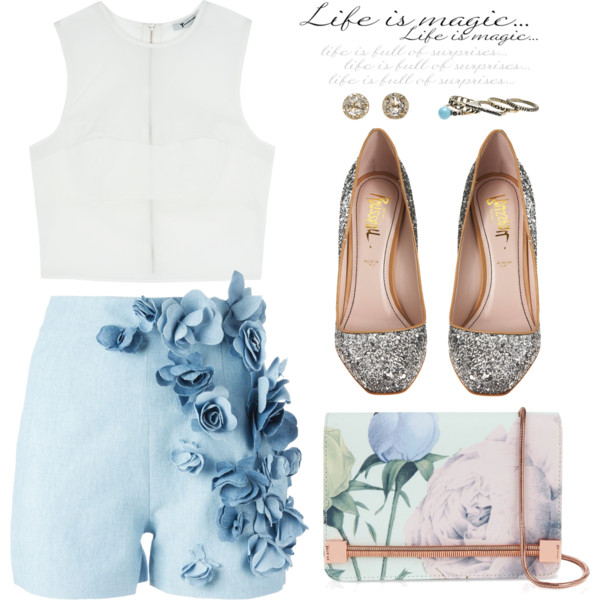 #chic #blue #white #roses #flowers #silver #elegant #heels #glitter #sequin #quotes #life #spring #2015 #simpleset