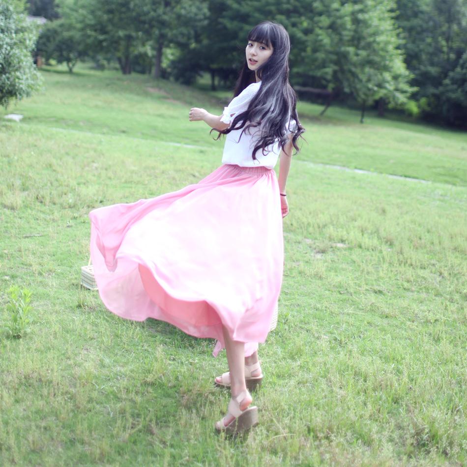 2015夏装 原创进口雪纺纱8米用料不规则大摆长裙仙女裙半身裙