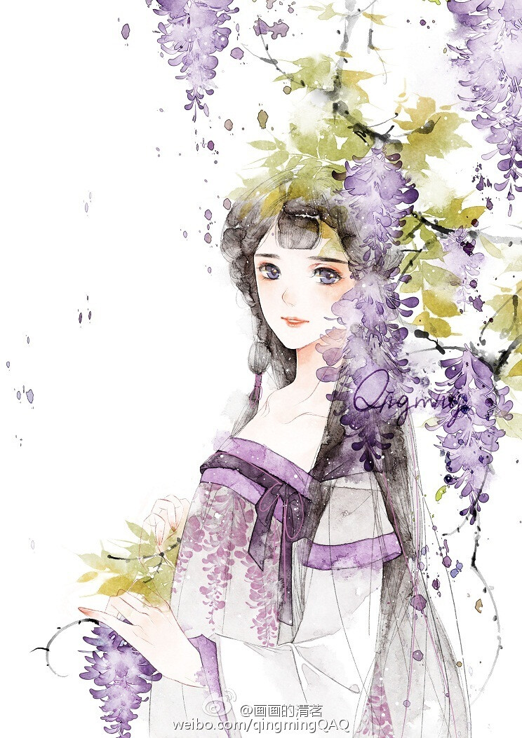 【醉花阴】 by清茗_插画,原创,古风,小清新,水墨,水彩