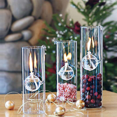 创意欧式制造浪漫透明玻璃圆筒形油灯结婚装饰礼物代替蜡烛台家居