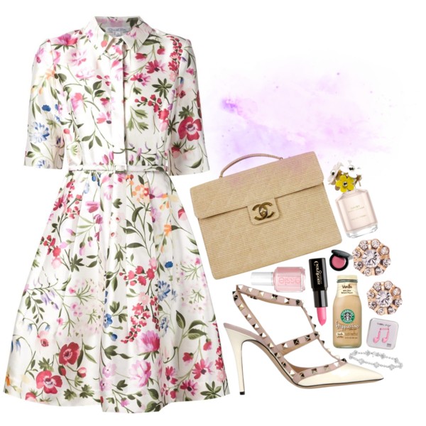 #oscardelarenta #chanel #valentino #white #whitedress #nude #pink #WhiteOnWhite #floralprint #flower #Elegant #marcjacobs #sweet #cute #lovely #Spring #springfashion #date #Dailylook #everyday